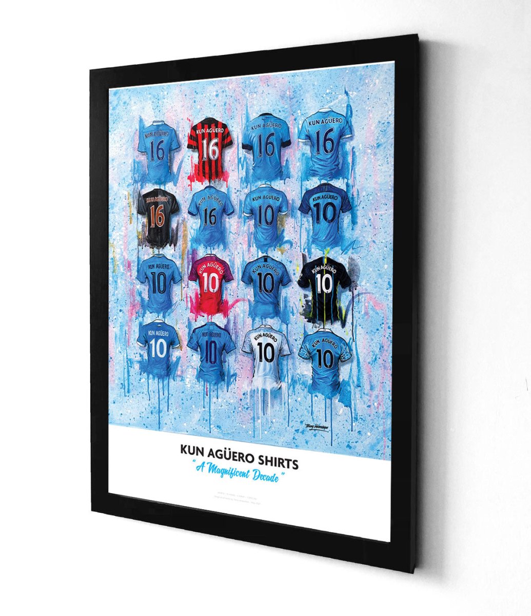 Kun Aguero Manchester City goal moment A3 framed print