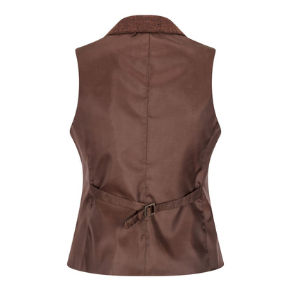 WS-12 - Women's Tweed Suit Blazer Trousers Waistcoat Herringbone Wool Rust Brown