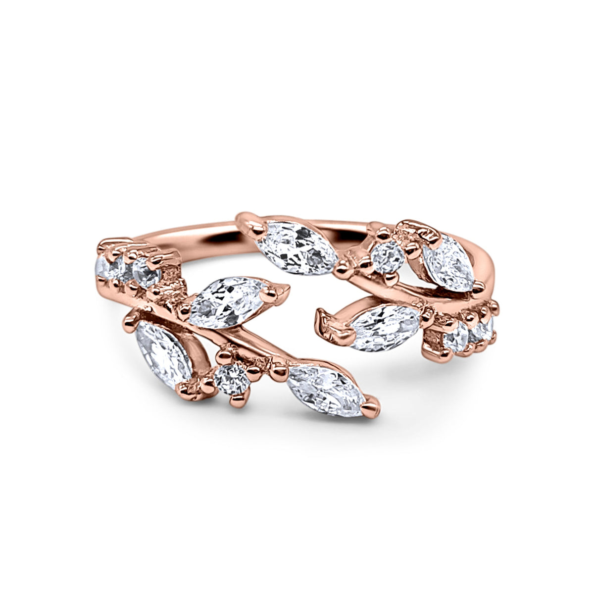 Bague feuille ajustable en or rose