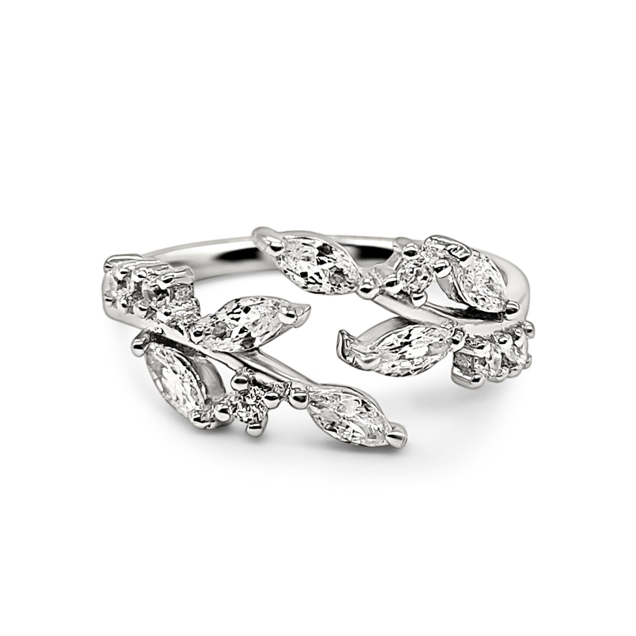 Bague réglable feuille en argent sterling