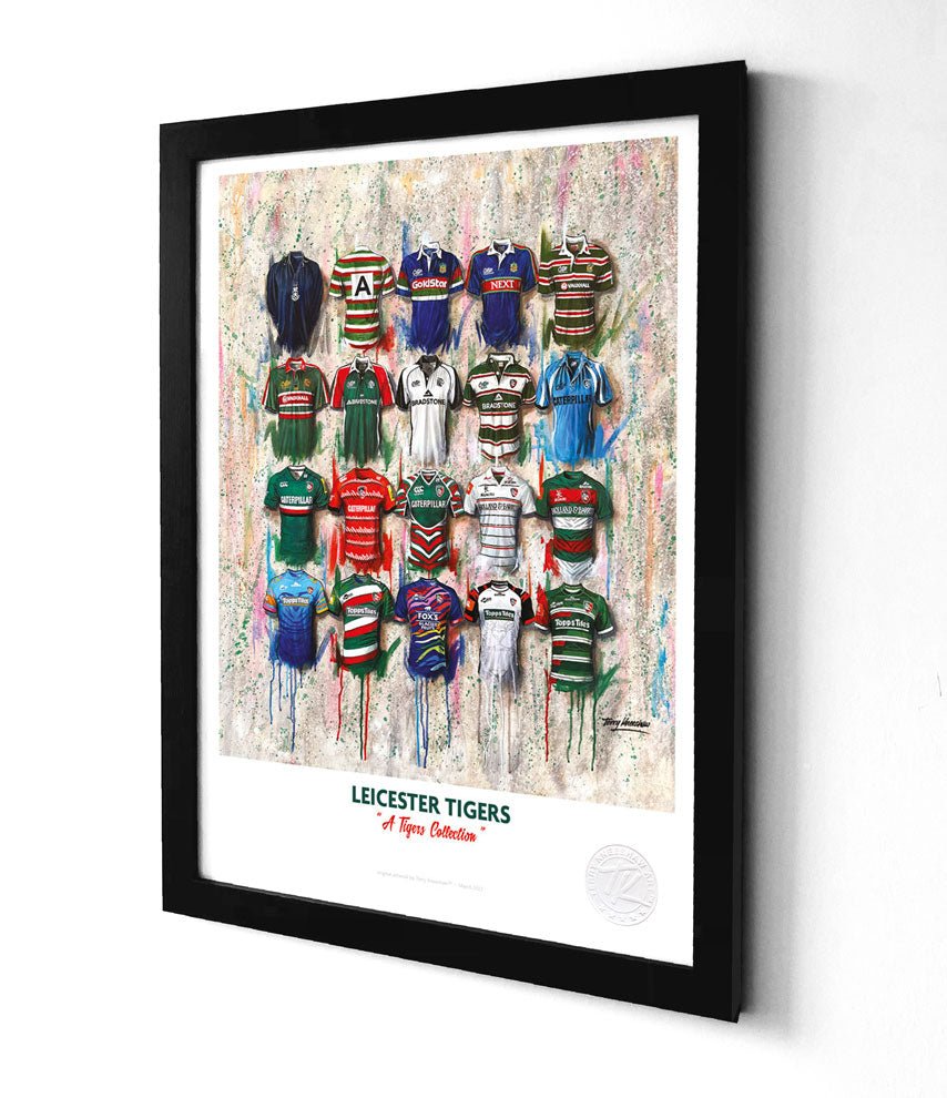 Leicester Tigers A3 Framed Print – Iconic Rugby Shirt Wall Art