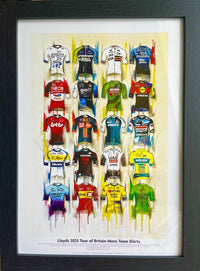Lloyds Tour of Britain 2025 Cycling Shirts Framed A3 Print