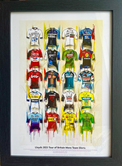 Lloyds Tour of Britain 2025 Cycling Shirts Framed A3 Print