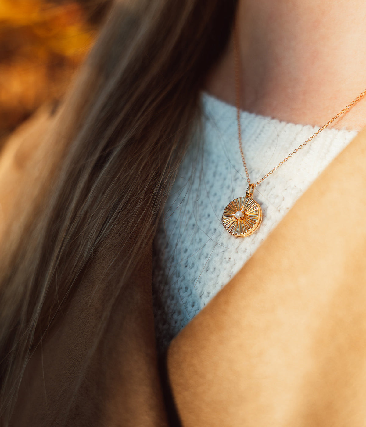 Sun Shell Pearl Locket Necklace