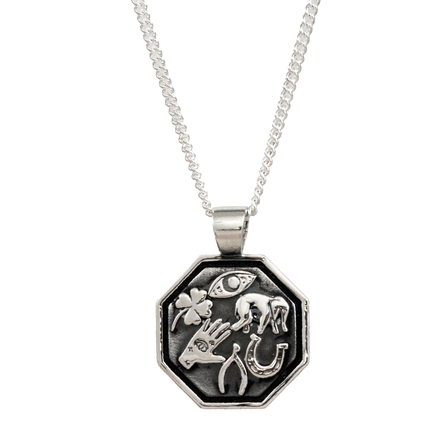 Good Luck Symbols Personalised Silver Necklace