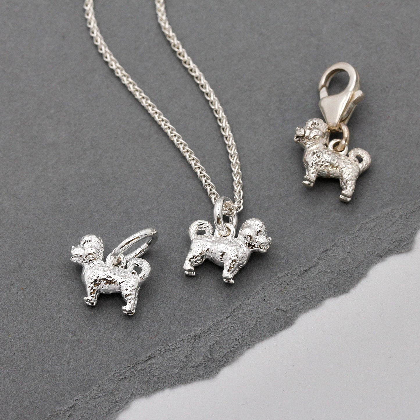 Maltipoo Silver Dog Charm
