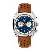 Driver Chronograph MKII Quartz, Blue Reverse Panda Tan Strap (PRE-ORDER NOW) - SJR London Timepiece