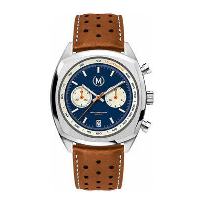 Driver Chronograph MKII Quartz, Blue Reverse Panda Tan Strap (PRE-ORDER NOW) - SJR London Timepiece