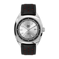 Silver Dial Driver, Black And Red Strap - SJR London Timepiece