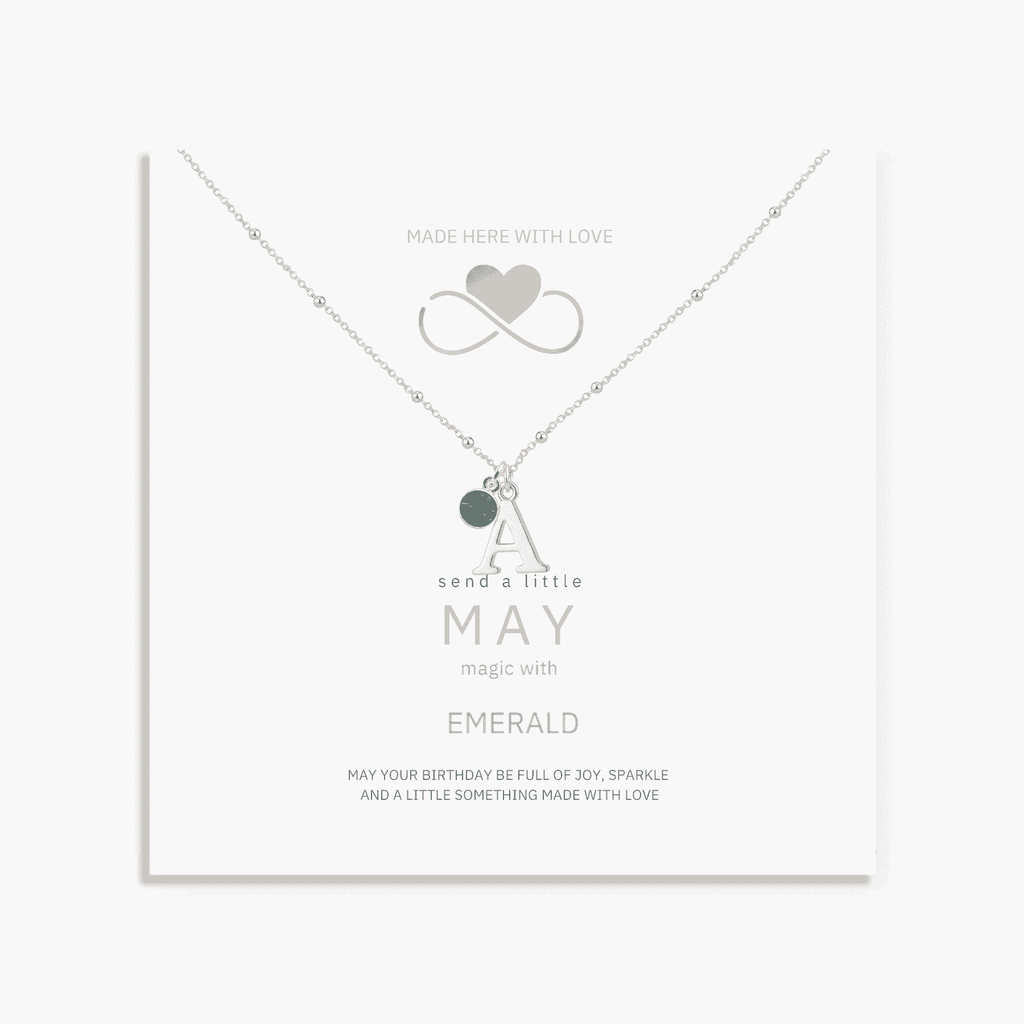 May Birthstone & Initial Charm Necklace birthday gift
