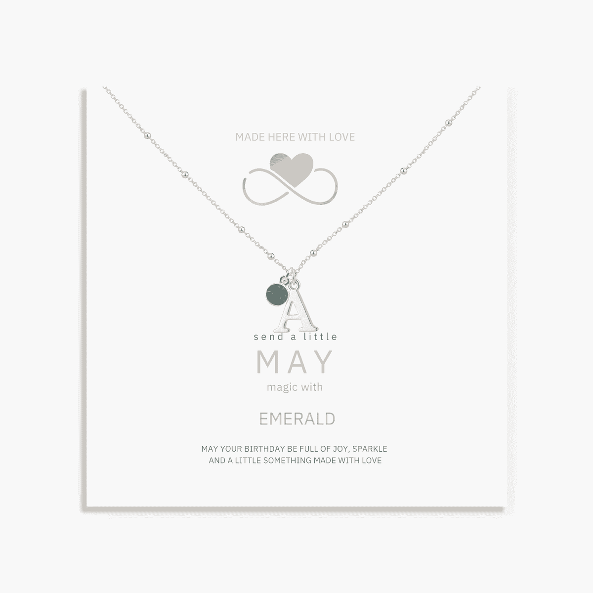 May Birthstone & Initial Charm Necklace birthday gift
