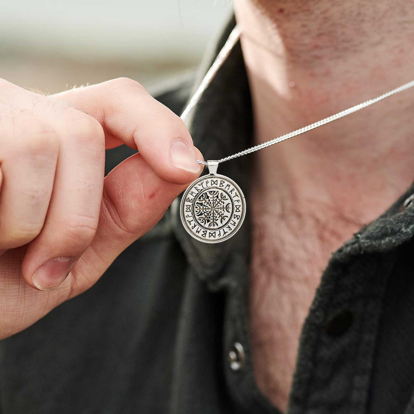 Travel Viking Rune Personalised Silver Necklace