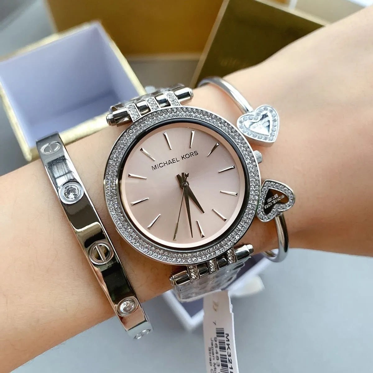 Montre femme Michael Kors MK3218 Darci argentée et rose