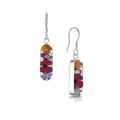 Mixed Flower & Poppy Vertical Bar Drop Earrings