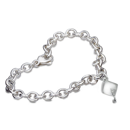 Mortar Board Personalised Silver Charm Bracelet