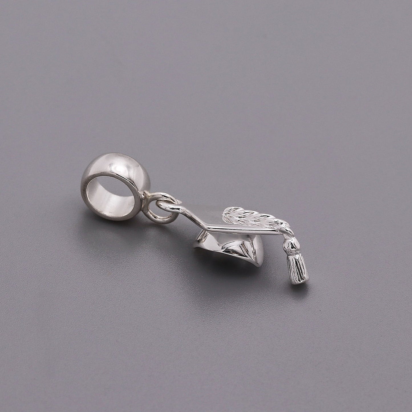Mortar Board Graduation Cap Personalised Silver Charm