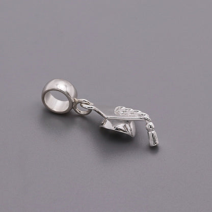 Mortar Board Graduation Cap Personalised Silver Charm
