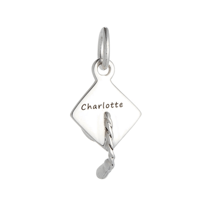 Mortar Board Graduation Cap Personalised Silver Charm