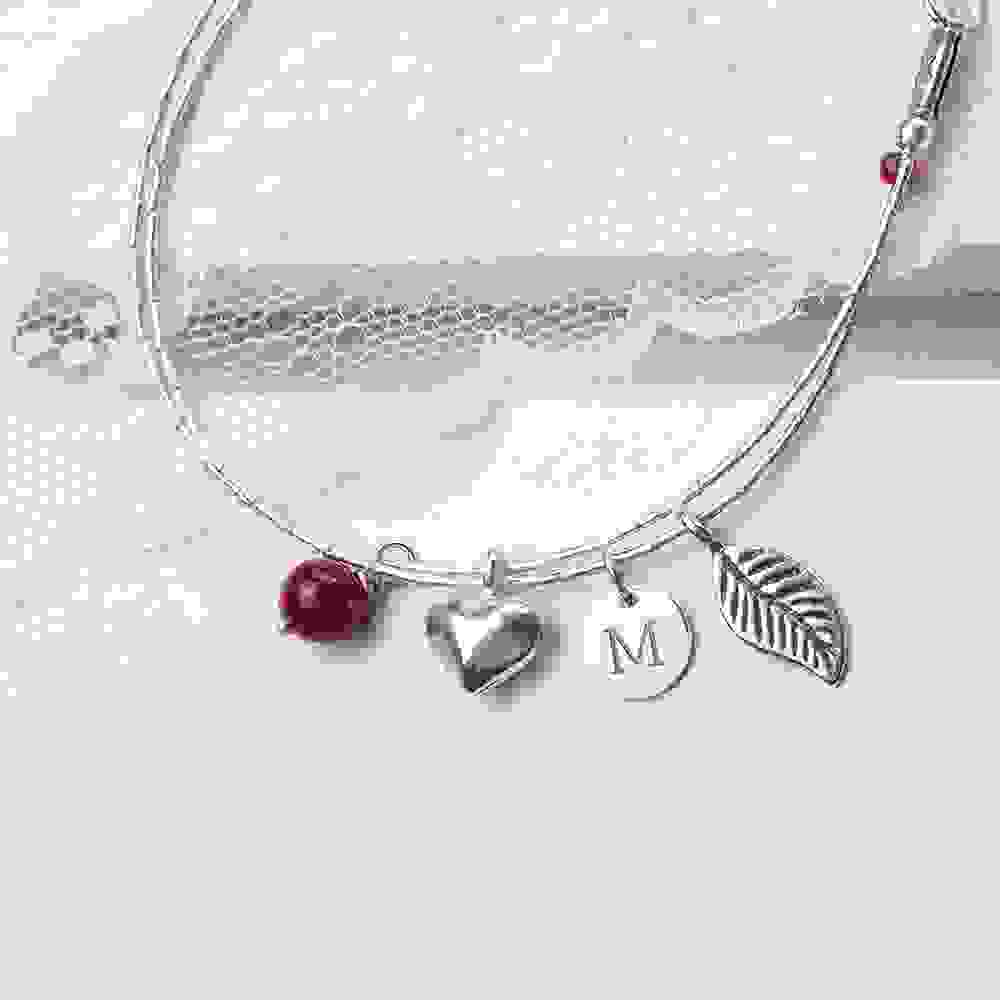 Personalised Silver Bracelet with Ruby