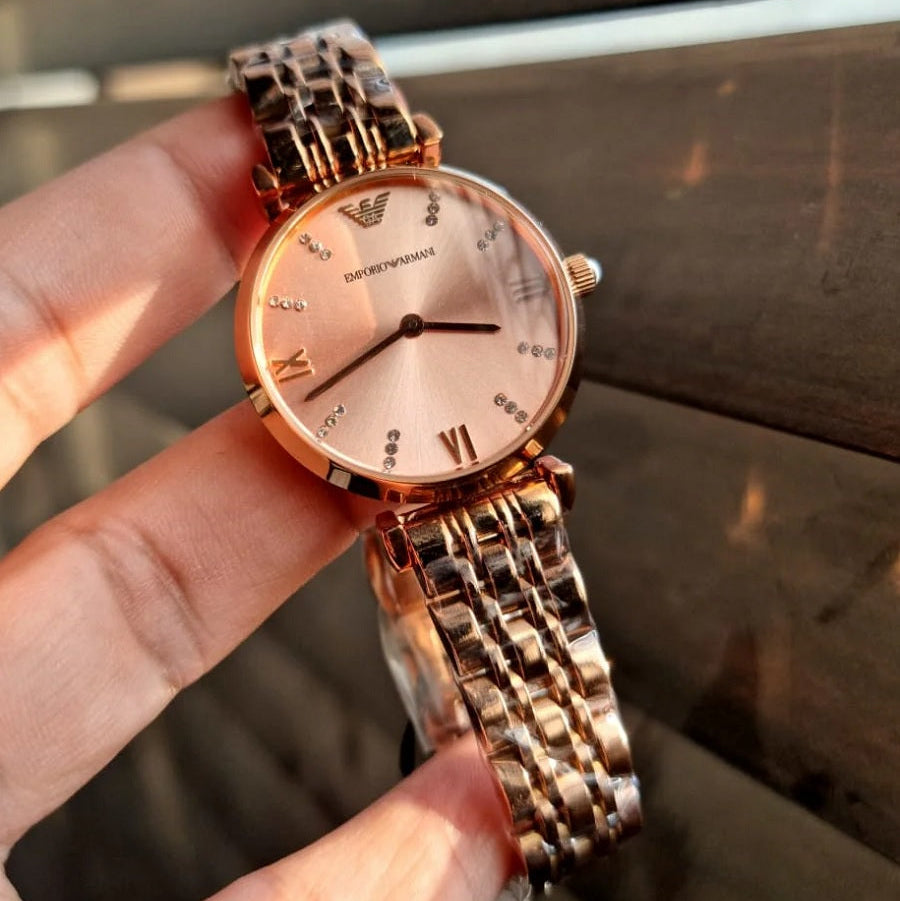 Emporio Armani AR11059 Gianni T-Bar Rose Gold Watch - SJR London Timepiece