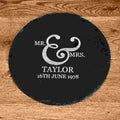 Personalised Romantic Couples Ampersand Round Slate Cheese Board