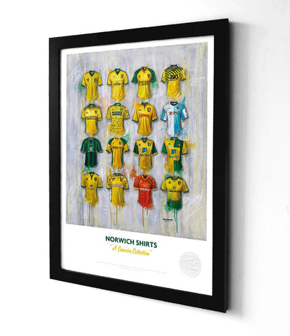 Norwich City football shirt A3 framed print