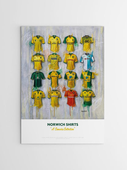 Norwich FC Shirts - A2 Signed Limited Edition Prints