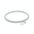Initial & October Birthstone Bracelet | Personalised Stretch Bead Bracelet
