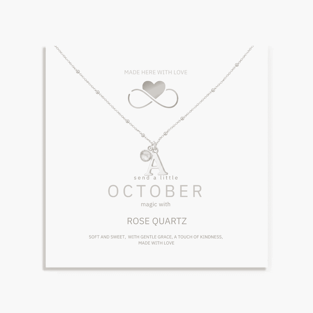 Initial & October Birthstone Necklace | Personalised Rose Quartz Gift