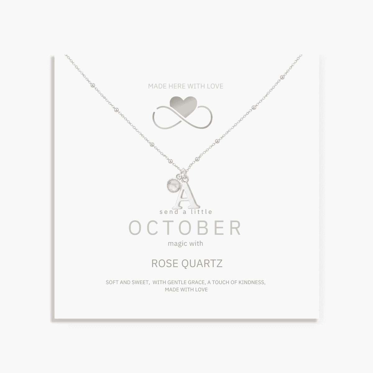 Initial & October Birthstone Necklace | Personalised Rose Quartz Gift