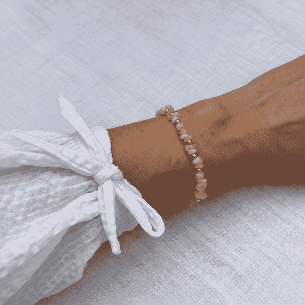 Peach Moonstone Bracelet and Earring Set