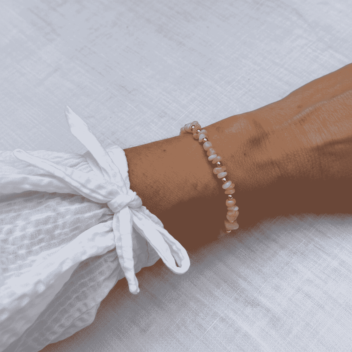 Peach Moonstone Bracelet and Earring Set