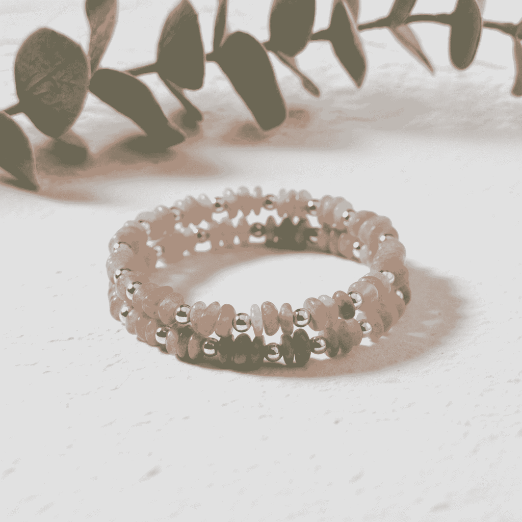 Peach Moonstone Bracelet and Earring Set