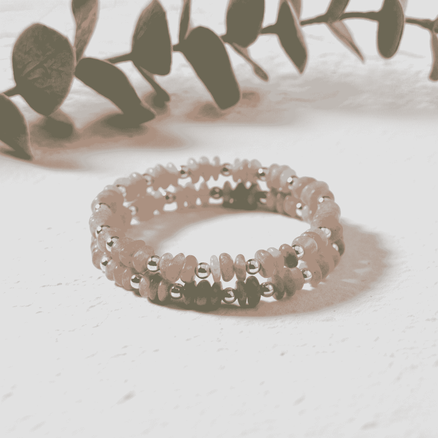Peach Moonstone Bracelet and Earring Set