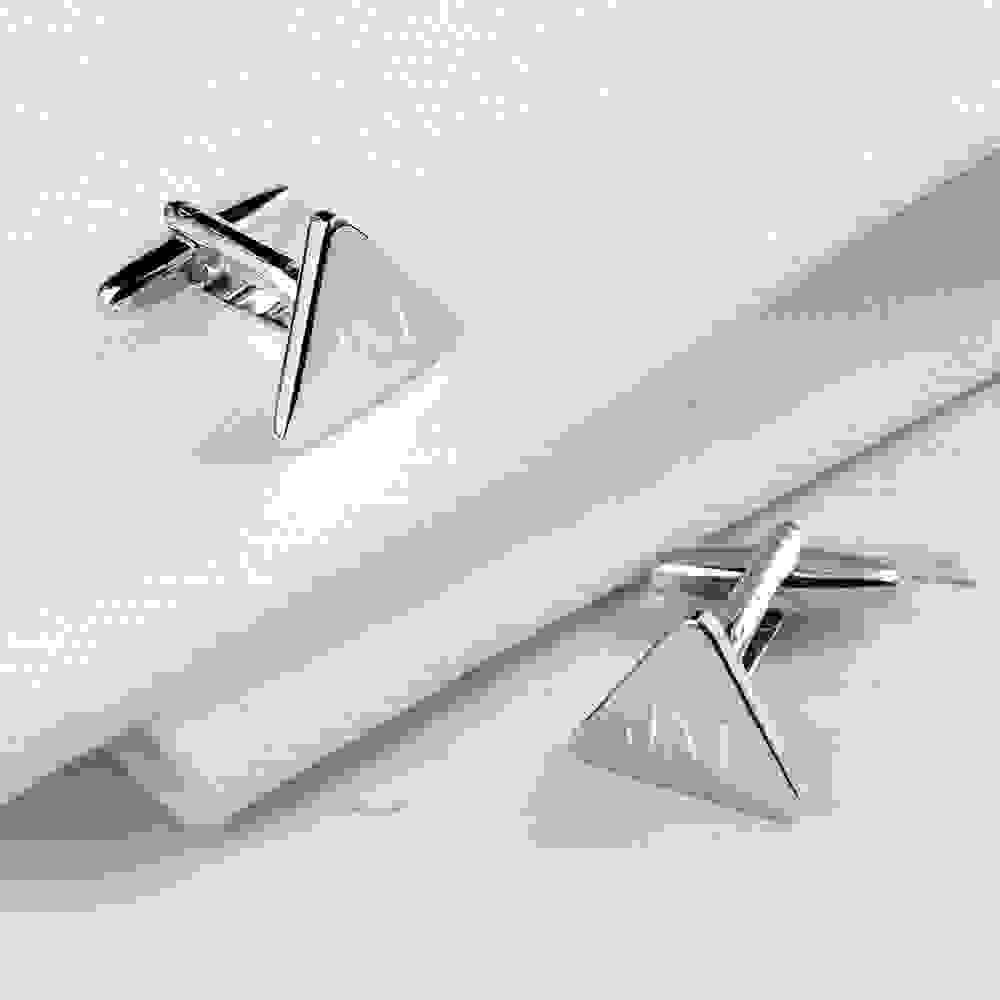 Personalised Rhodium Plated Triangle Cufflinks