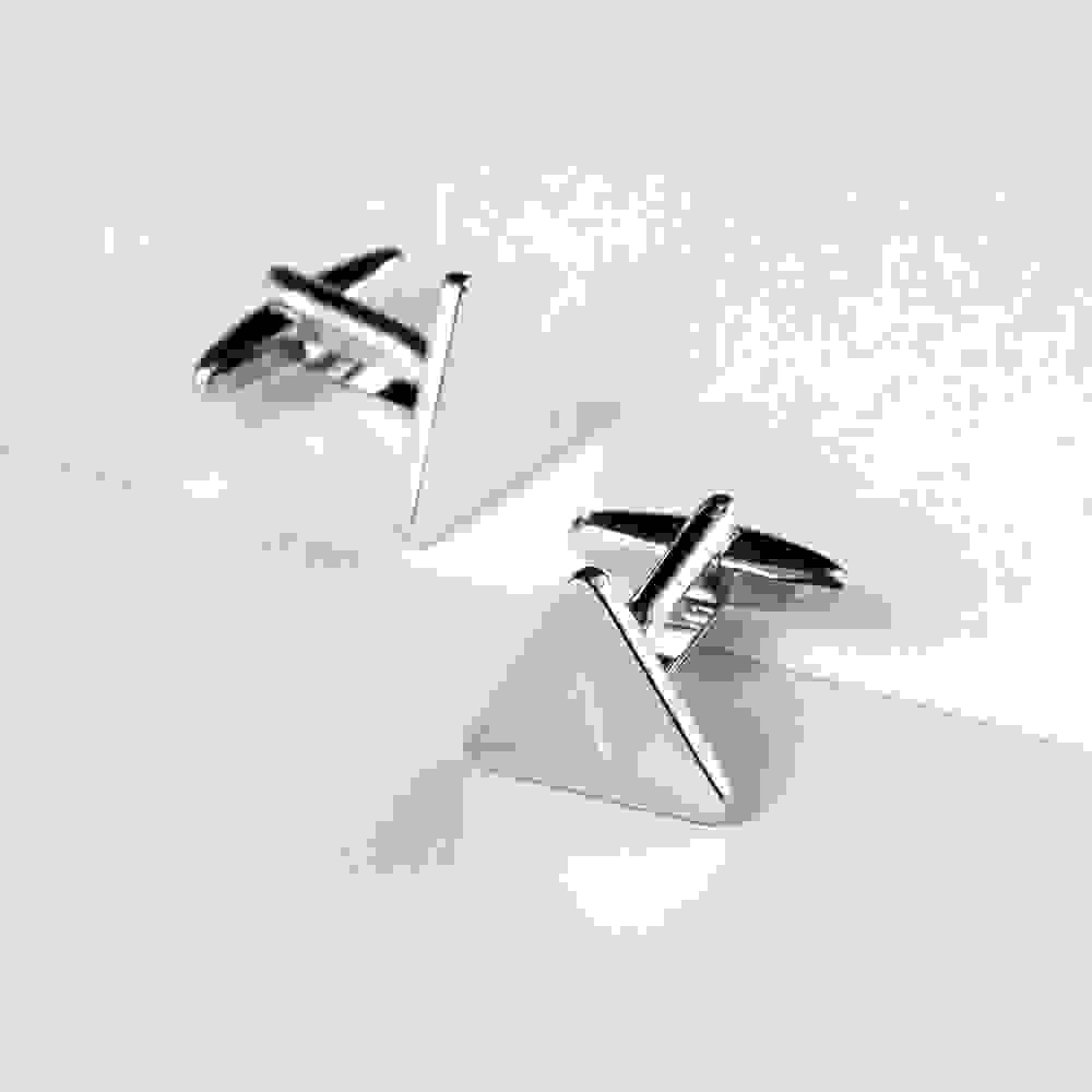 Personalised Rhodium Plated Triangle Cufflinks