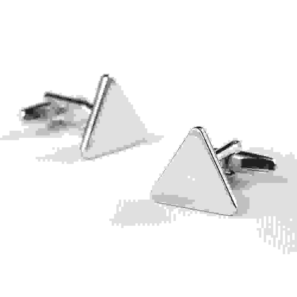 Personalised Rhodium Plated Triangle Cufflinks