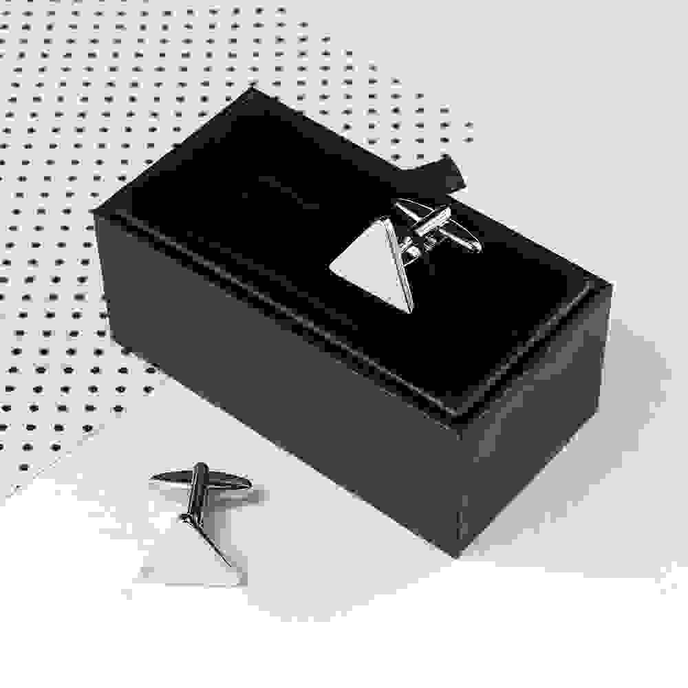 Personalised Rhodium Plated Triangle Cufflinks