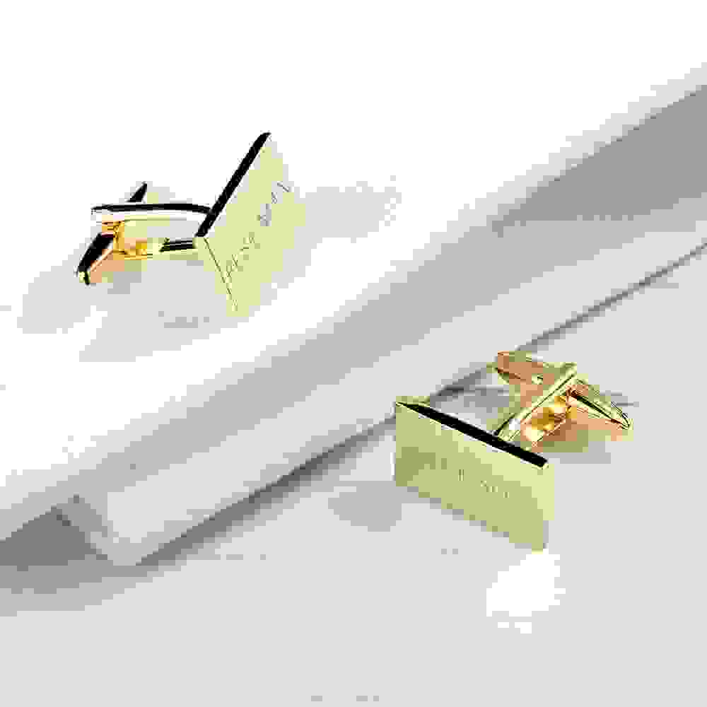 Personalised Rectangle Gold Plated Cufflinks