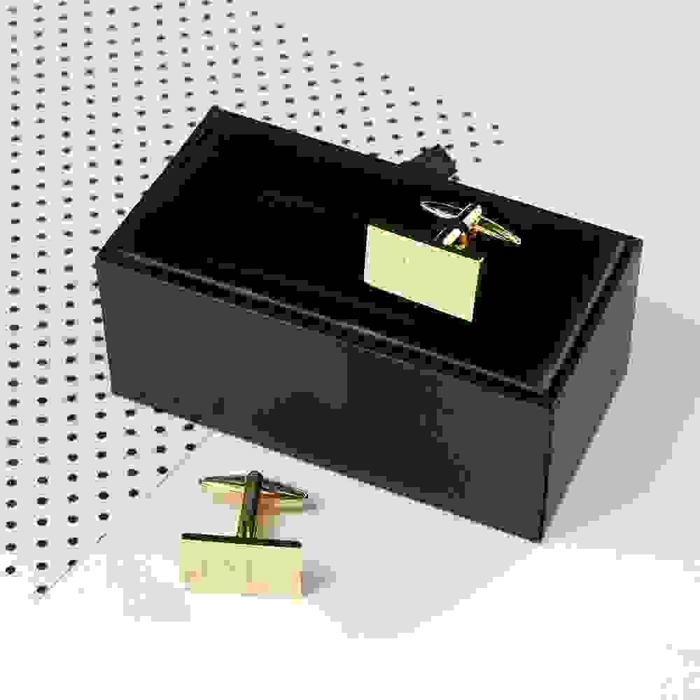 Personalised Rectangle Gold Plated Cufflinks