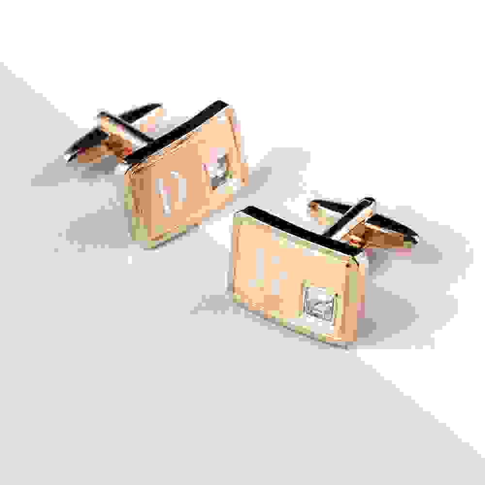 Personalised Rose Gold Plated Cufflinks With Crystal