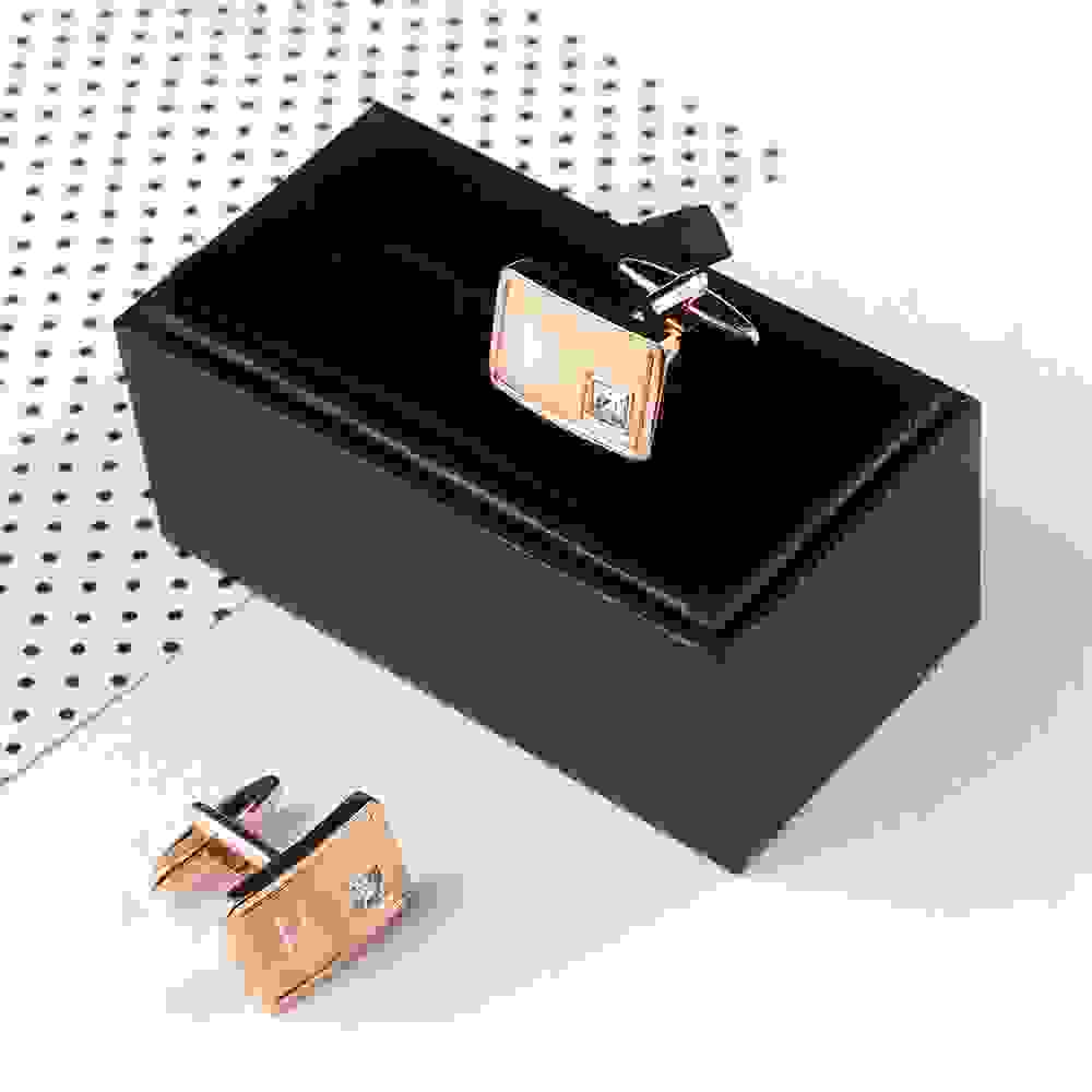 Personalised Rose Gold Plated Cufflinks With Crystal