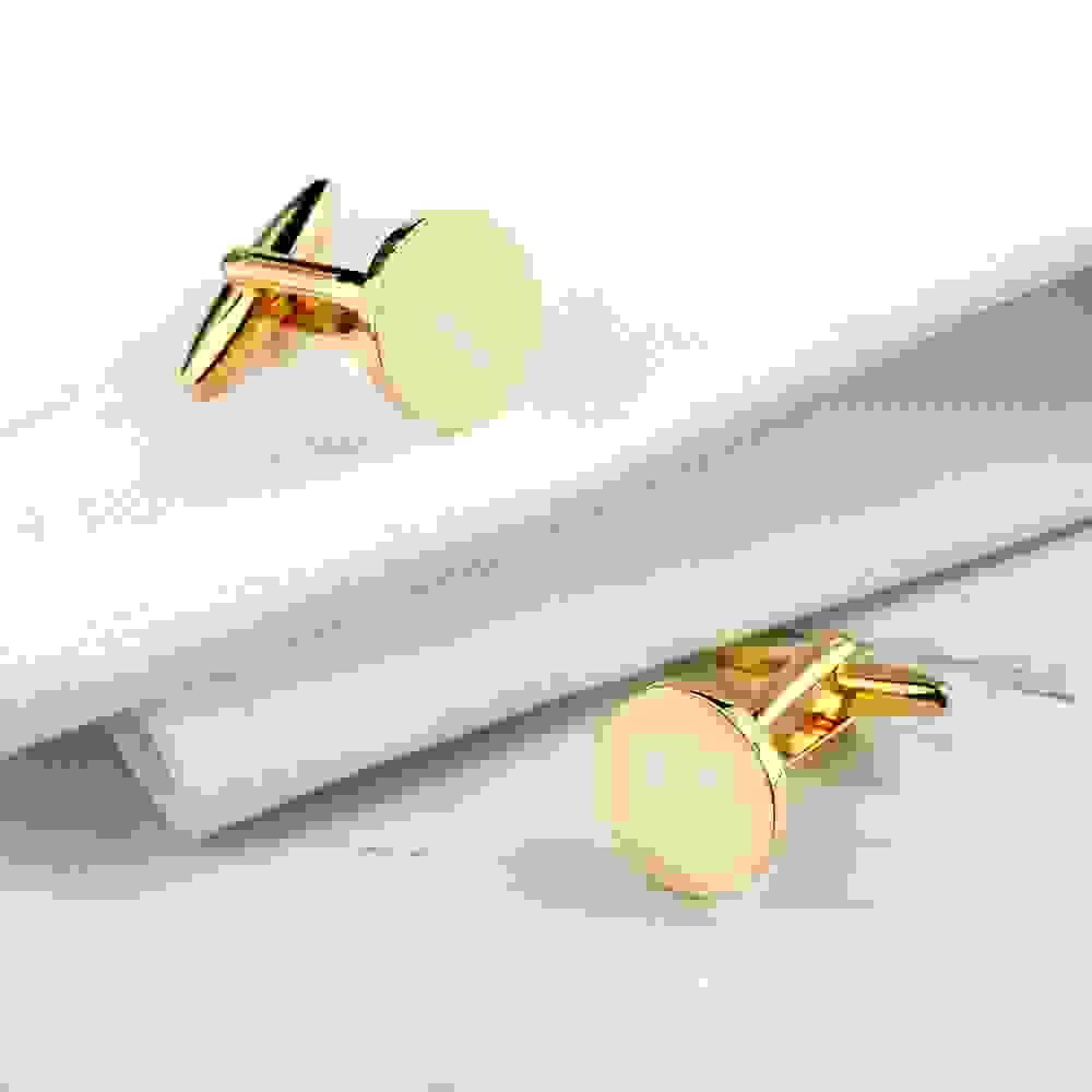 Personalised Round Gold Plated Cufflinks