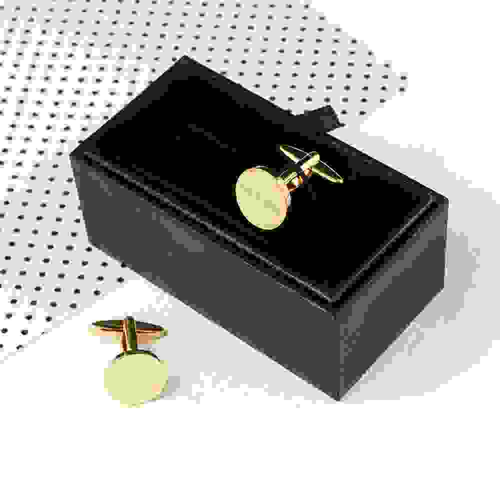 Personalised Round Gold Plated Cufflinks