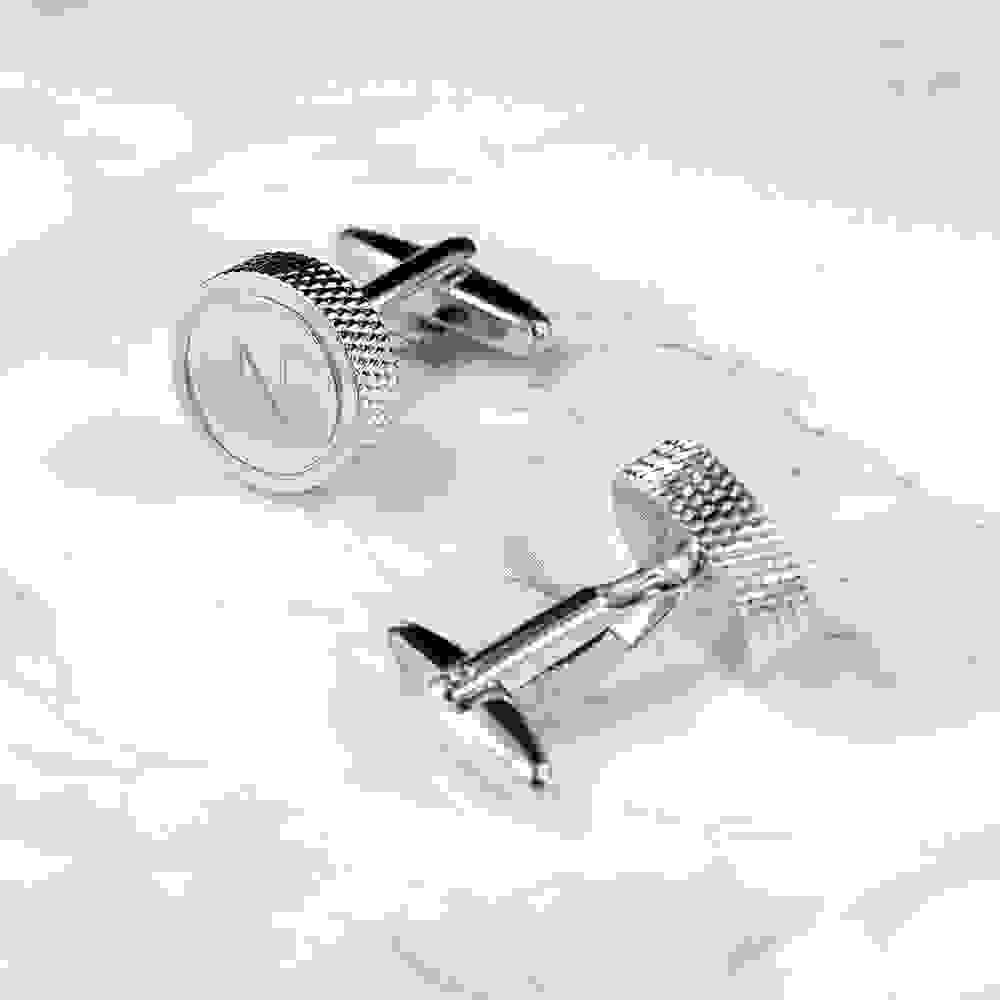 Personalised Round Rhodium Plated Cufflinks