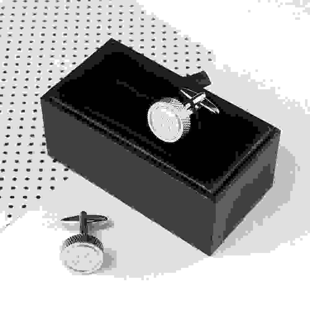 Personalised Round Rhodium Plated Cufflinks