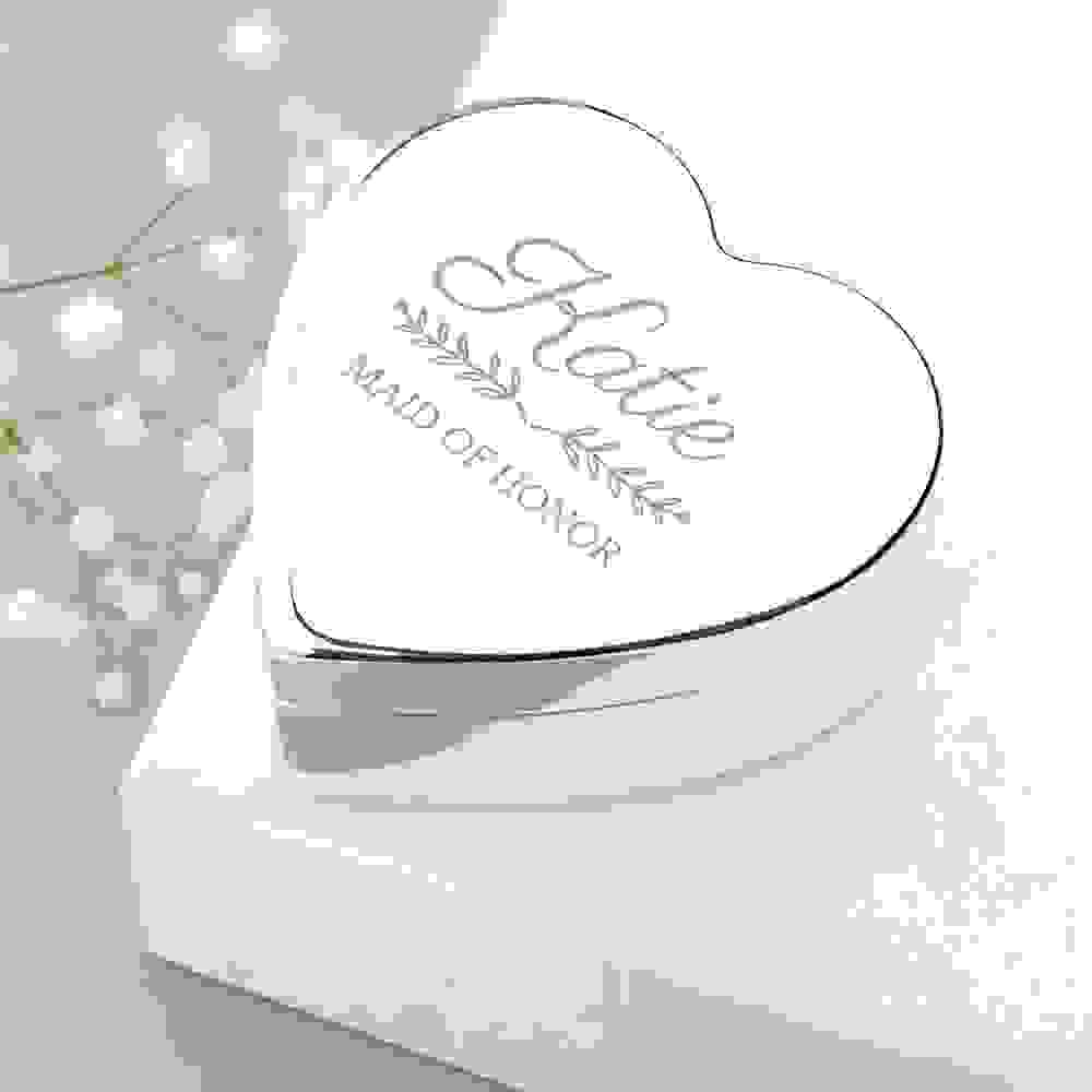 Personalised Bridal Party Heart Jewellery Box