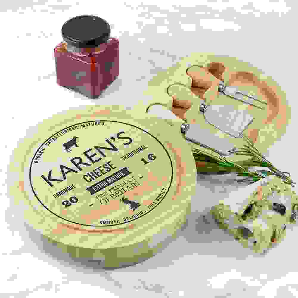 Personalised Traditional Round Cheese Board Set