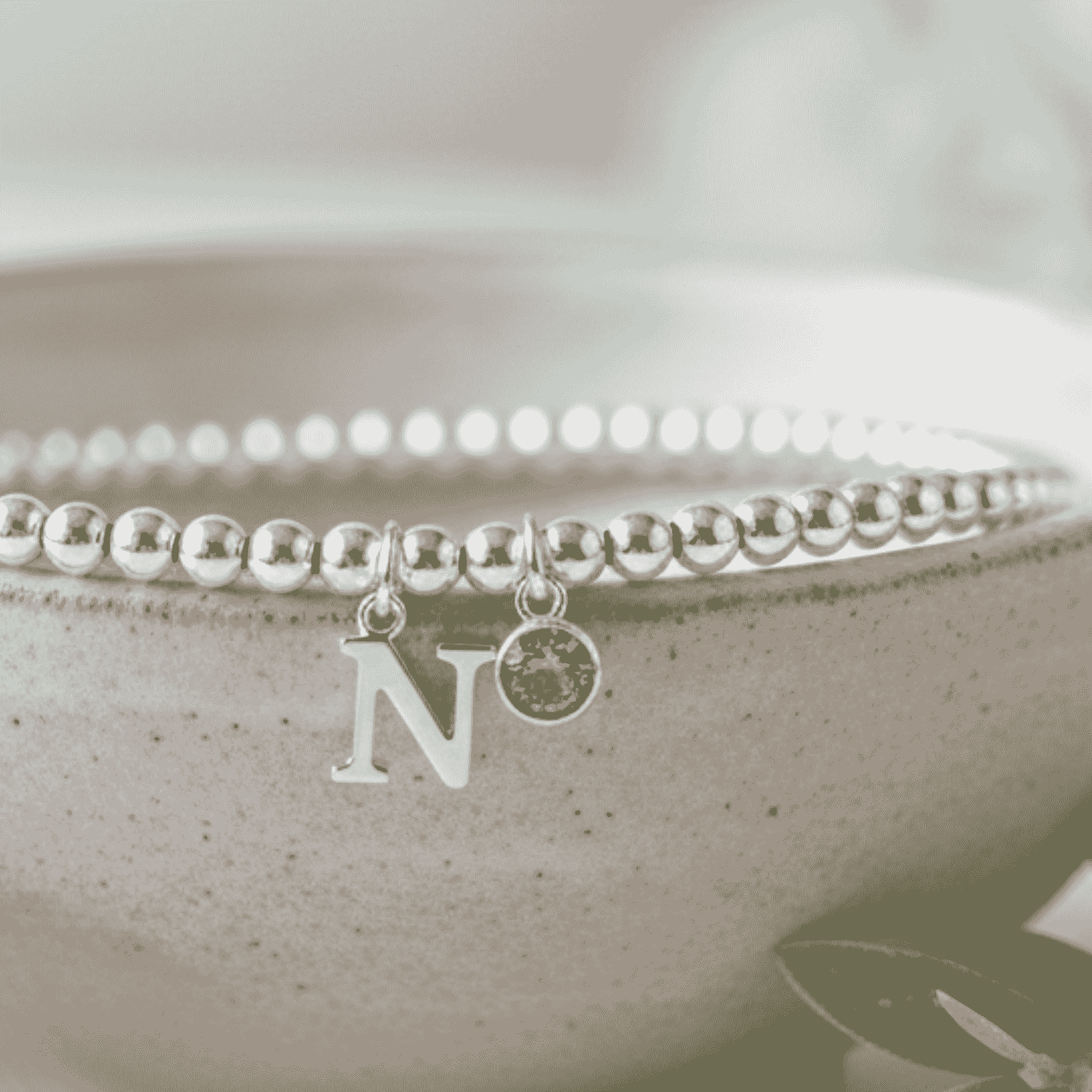 Birthstone & Initial Letter Personalised Charm Bracelet