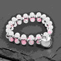 Personalised Rose Quartz and Silver Heart Beaded Bracelet